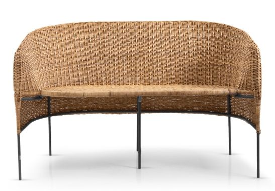Caribe Natural Banc 2 places extérieur ames Matériau naturel brut / Noir