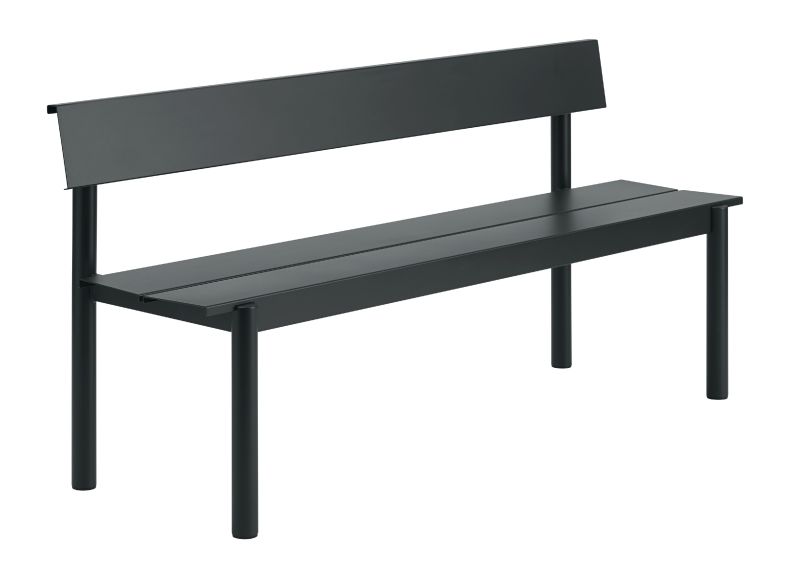 Linear Steel Bench Banc d'extérieur avec dossier 170x34 cm Muuto