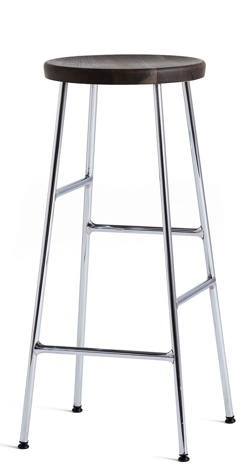 Cornet Bar Stool High Tabouret de bar H 75 cm Hay Acier chromé / Chêne fumé huilé