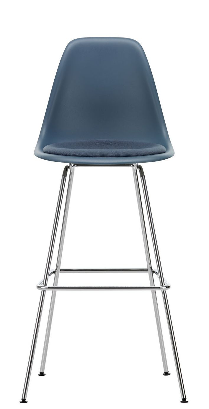 Eames Plastic Bar Stool Tabouret de bar haut avec coussin d'assise Vitra