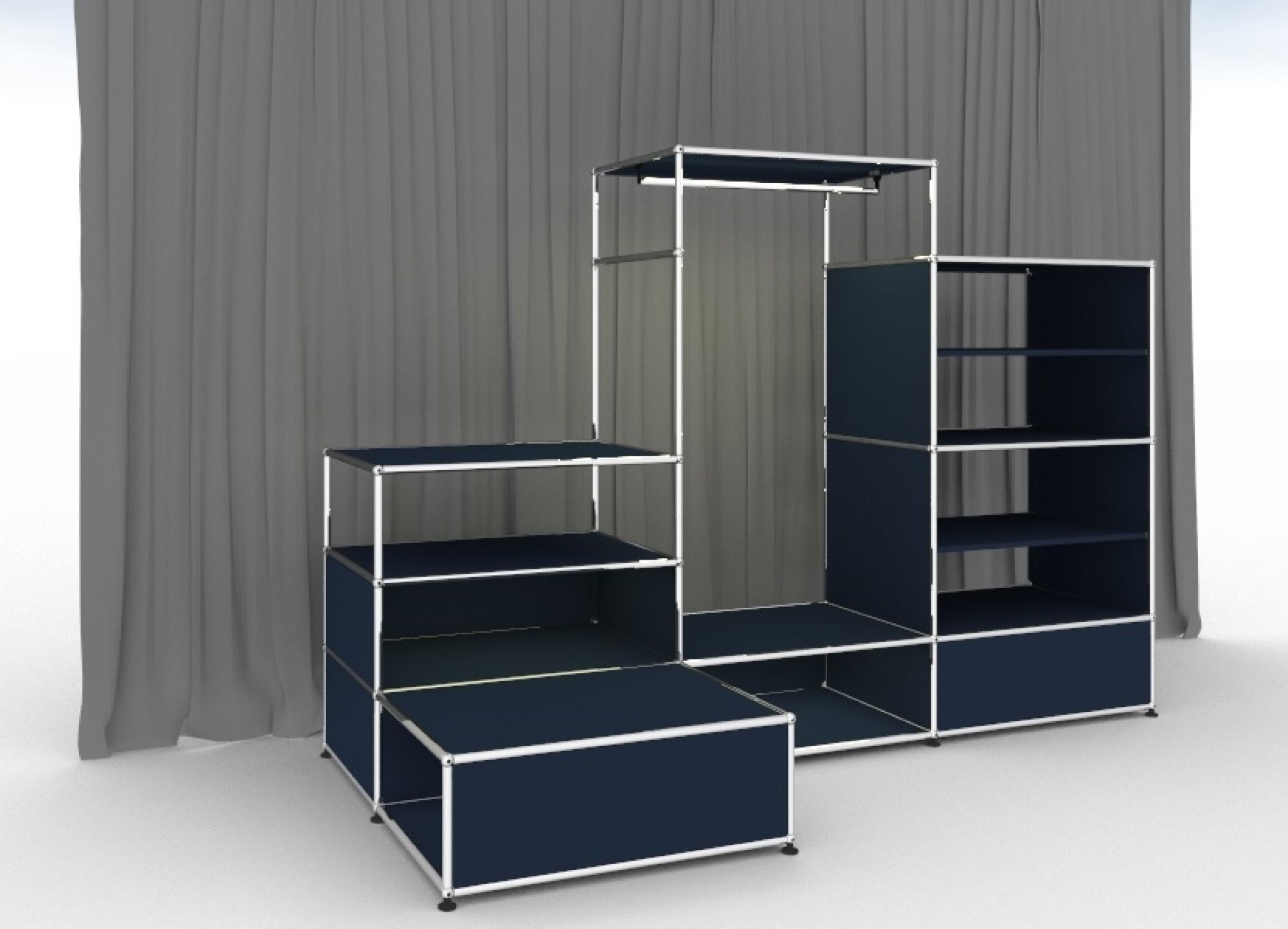 E vestiaire illuminé bleu acier USM Haller - QUICK SHIP