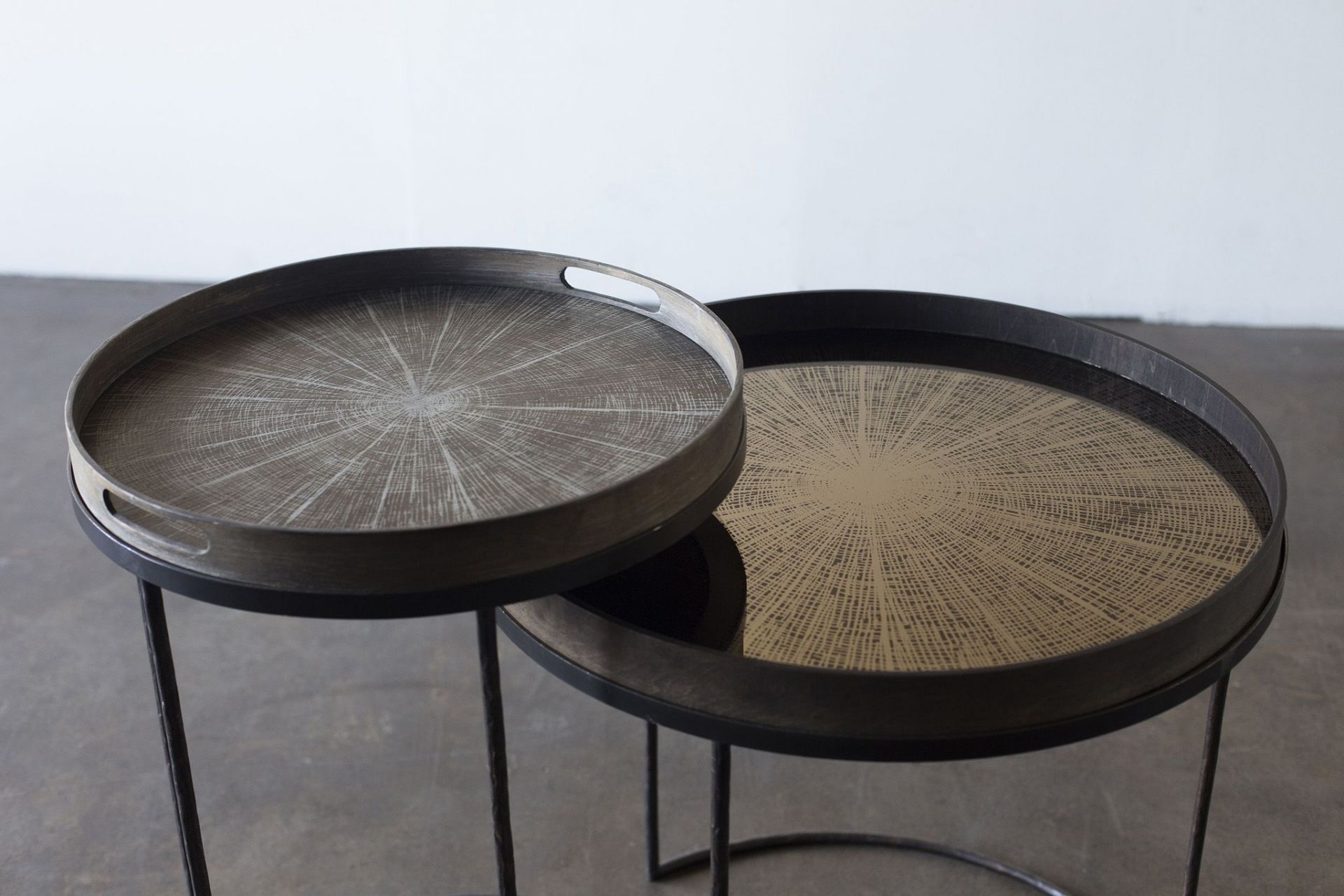 Set de 2 tables d'appoint Noir Rond S/L Ethnicraft 