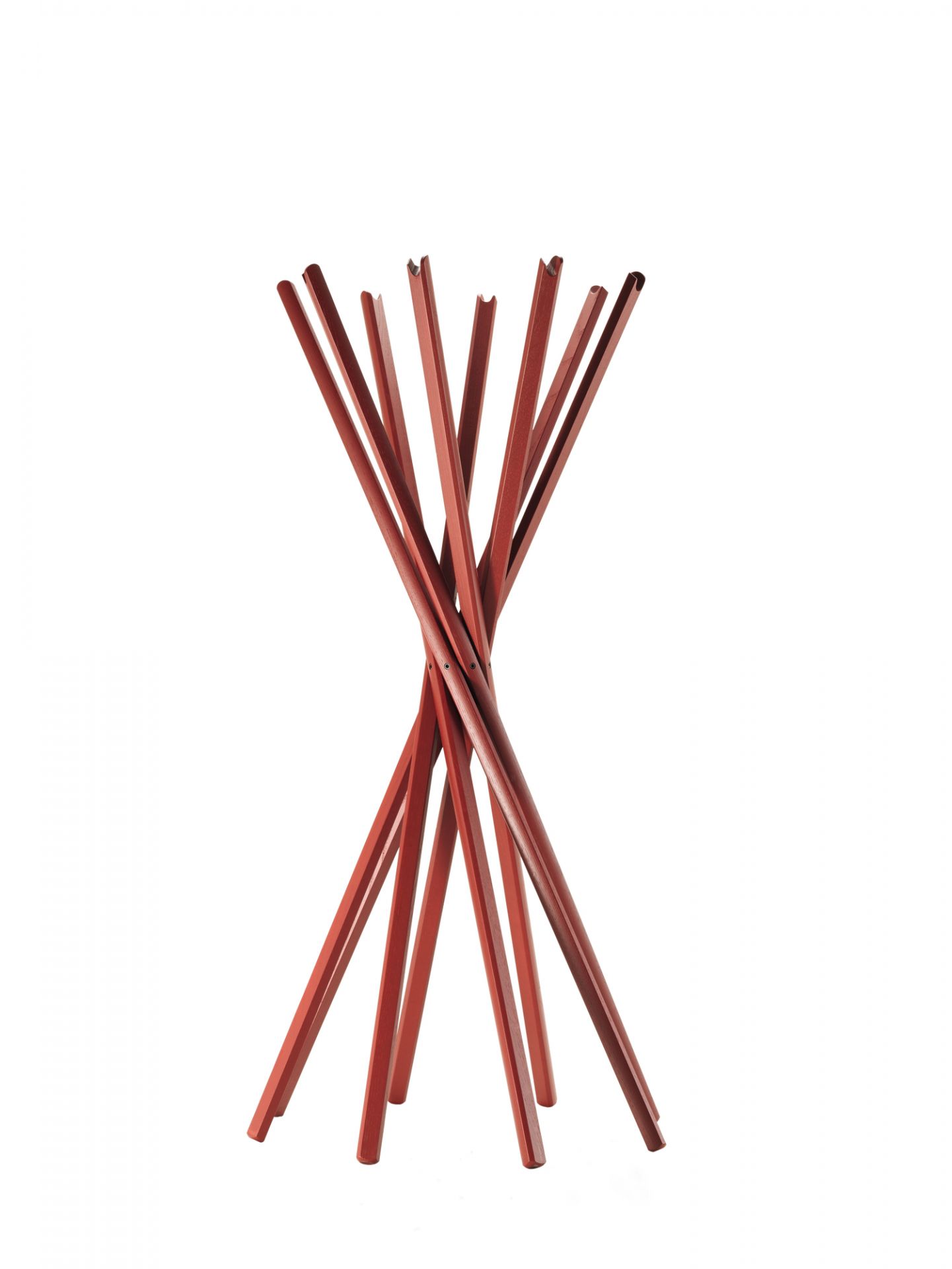 Sciangai Tringle à vêtements bordeaux laqué Zanotta Sciangai Kleiderständer von Zanotta, bordeaux lackiert. Design Garderobe aus Holz, moderne Flurmöbel.