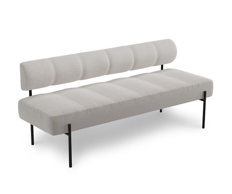 Daybe Esszimmersofa mit Rückenlehne und schwarzen Beinen. Moderne Polsterbank für Esszimmer und Wohnbereich.