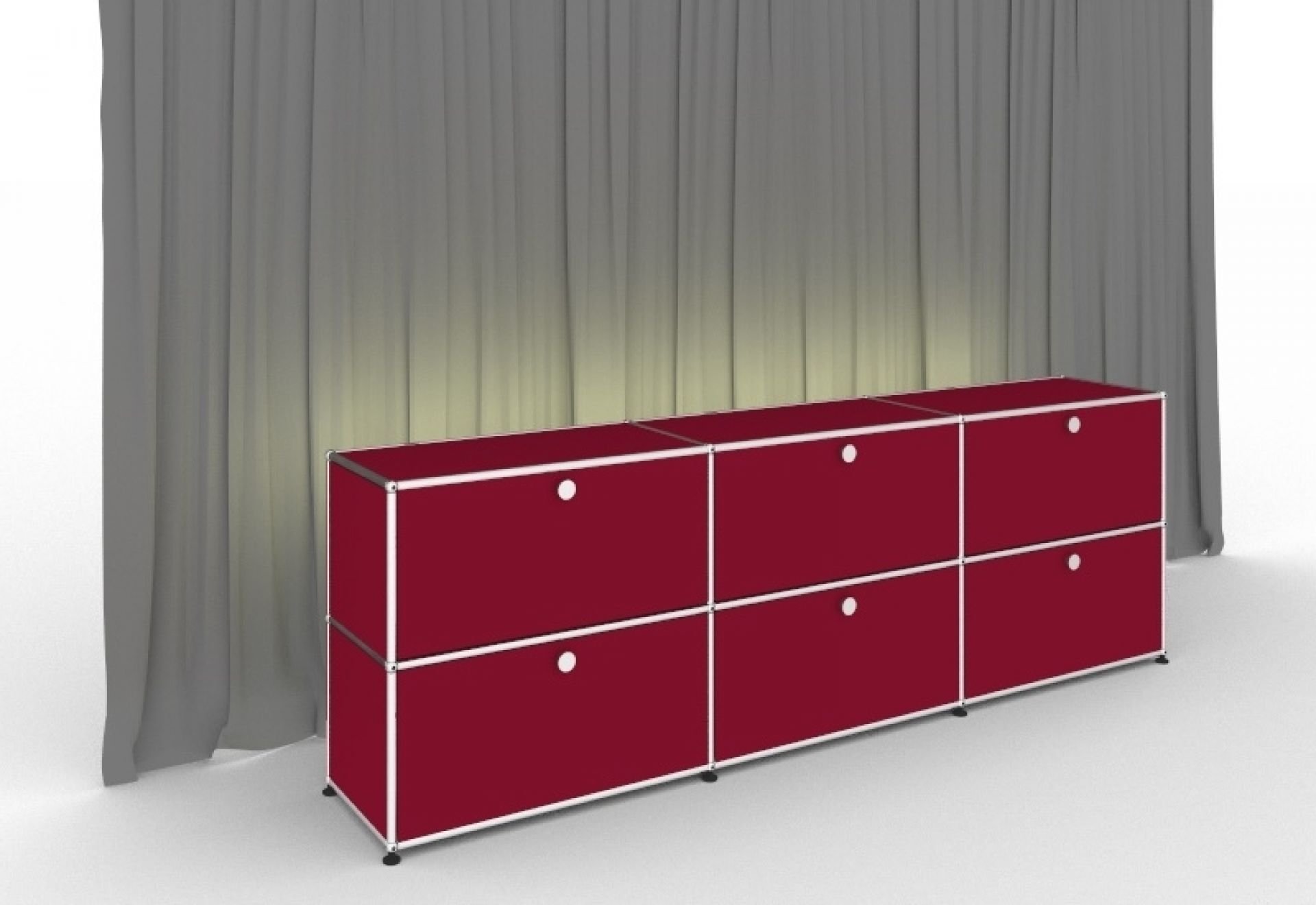E Sideboard illuminé 6 portes pliantes rouge rubis USM Haller
