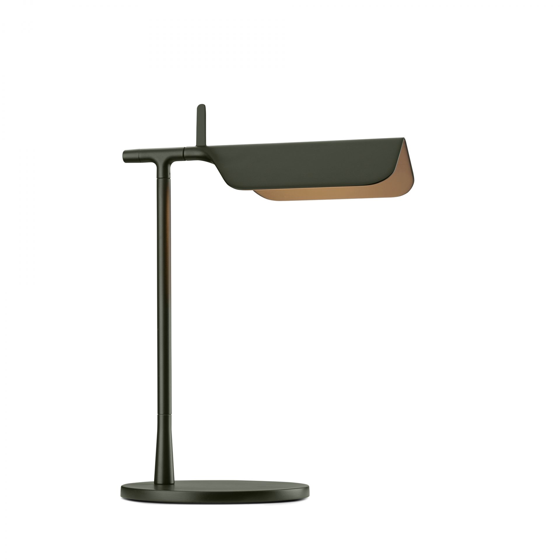 Tab T LED Tischleuchte von Flos in Dunkelgrün Matt, moderne Schreibtischlampe für Büro und Zuhause.