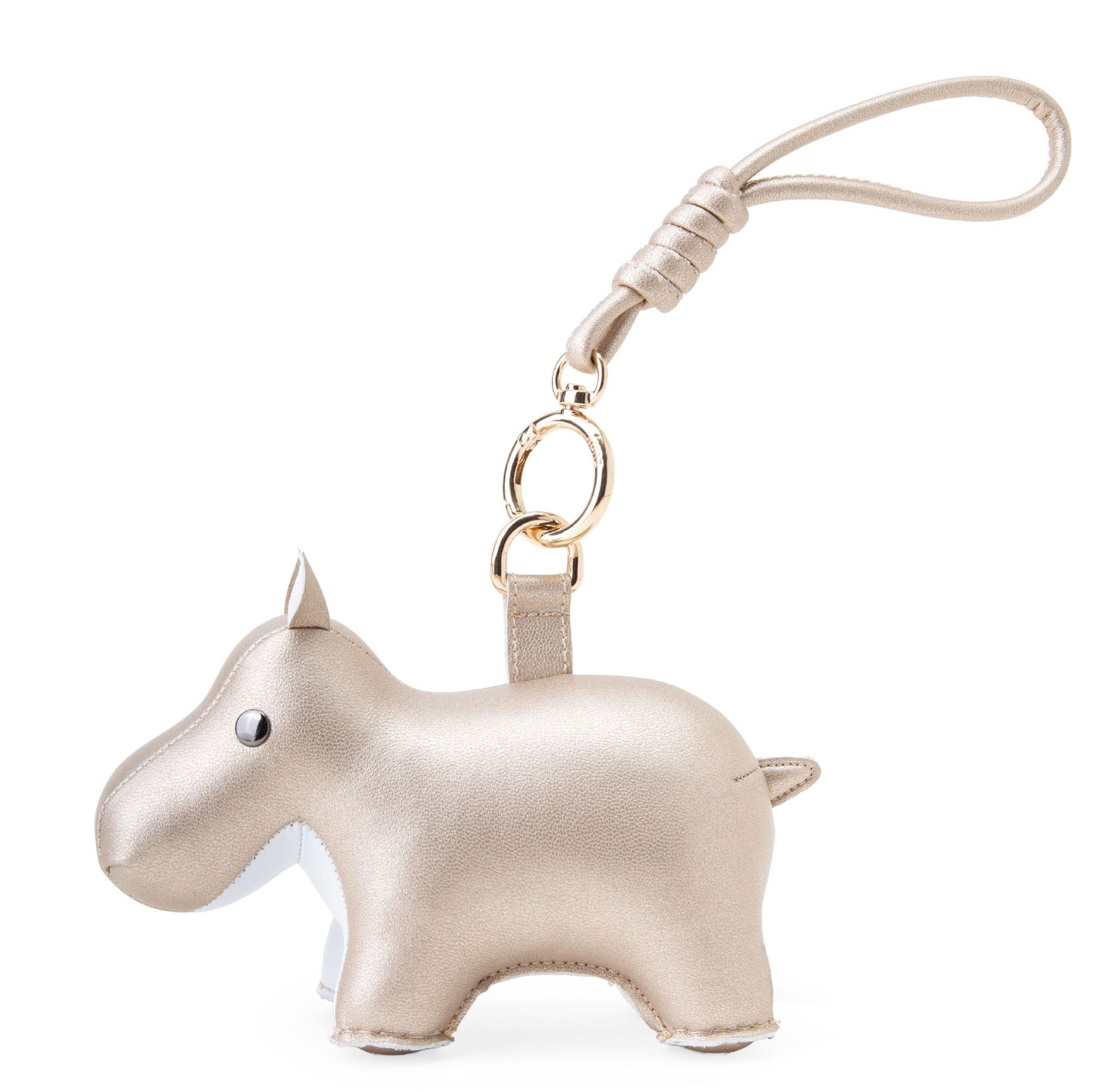 Porte-clés Hippopotame Or/Blanc Züny