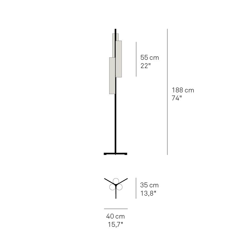 Black Note Triplet Floor LED Lampes sur pied LZF Lamps