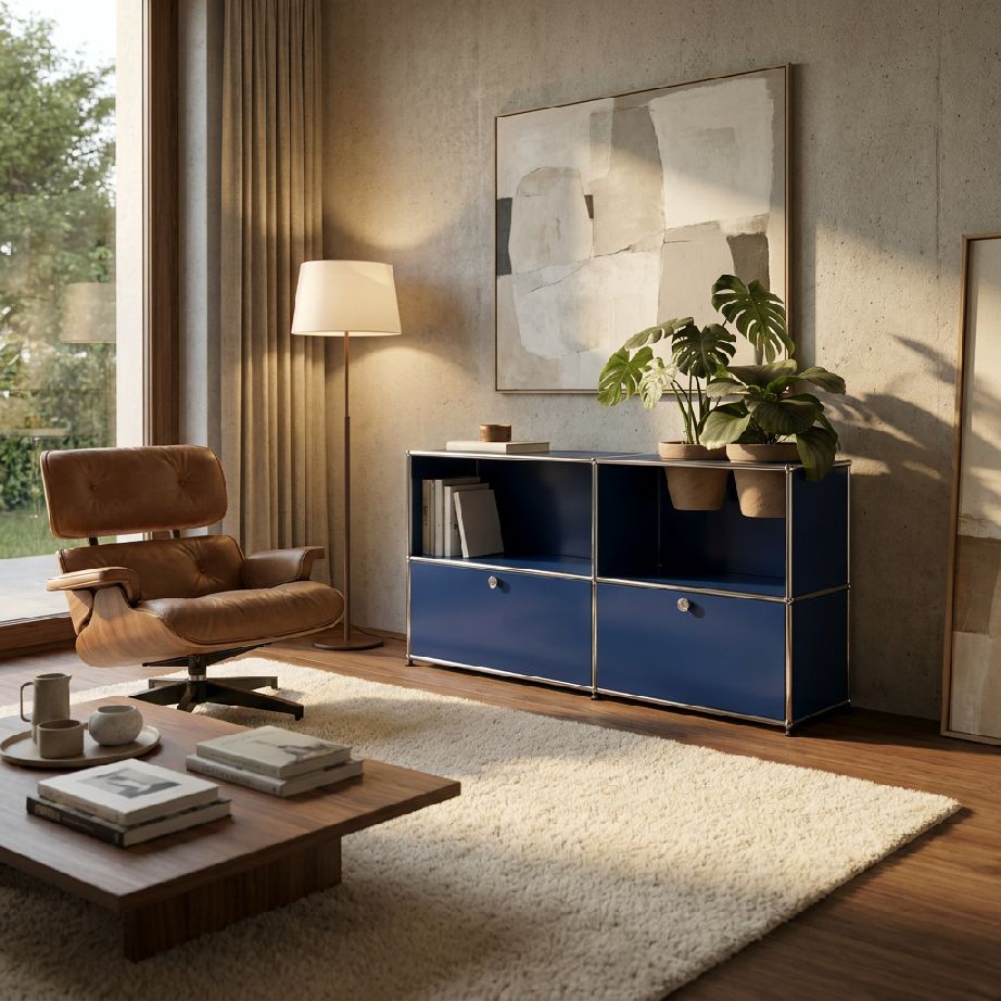 Buffet USM Haller M57 avec portes à charnières et insert pour plantes - LIVRAISON RAPIDE