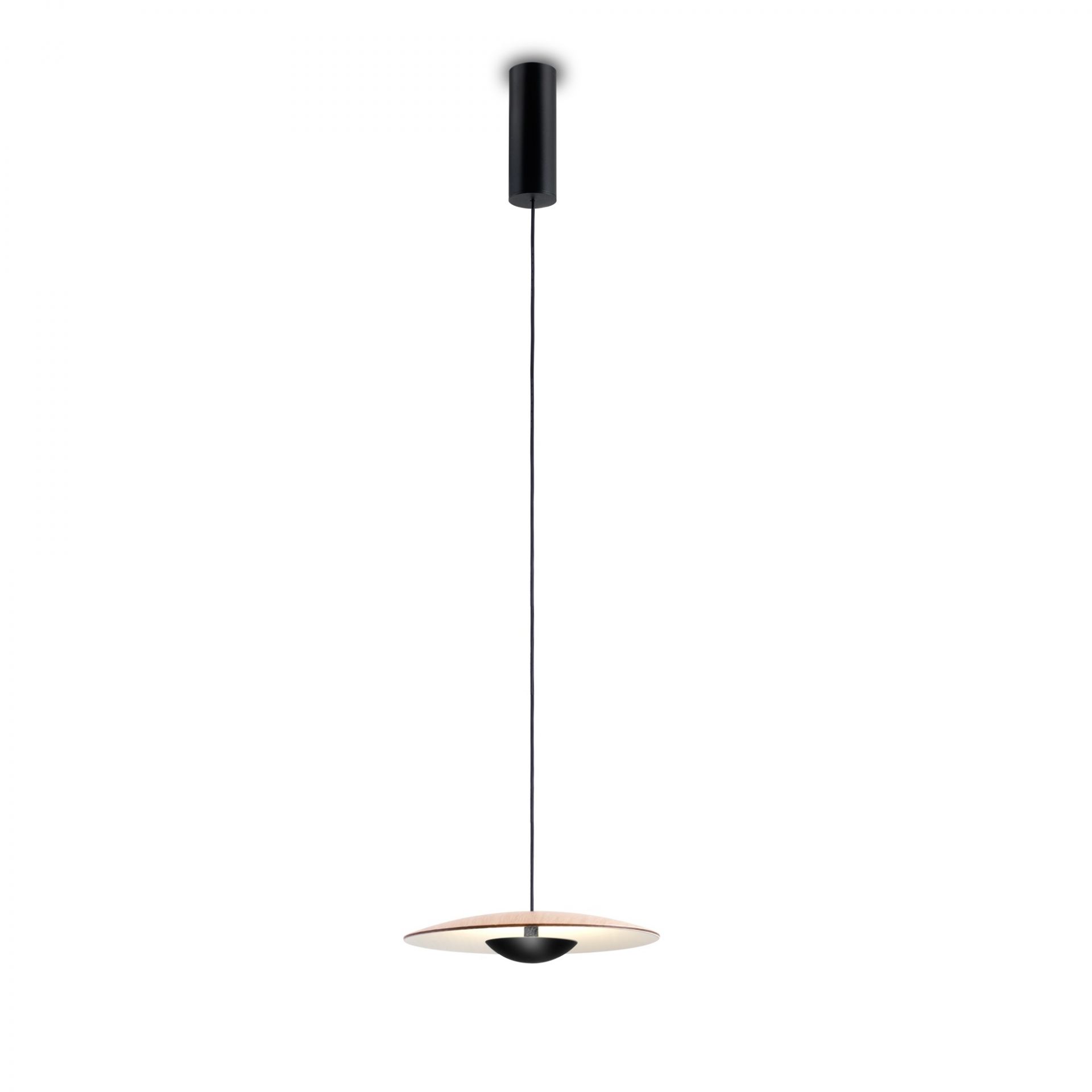 Ginger LED Pendelleuchte von Marset: Moderne Hängeleuchte mit Holzfurnier und minimalistischem Design.