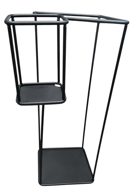 Schwarzer Duo Schirmständer aus Metall, modernes Design für Flur und Eingangsbereich.