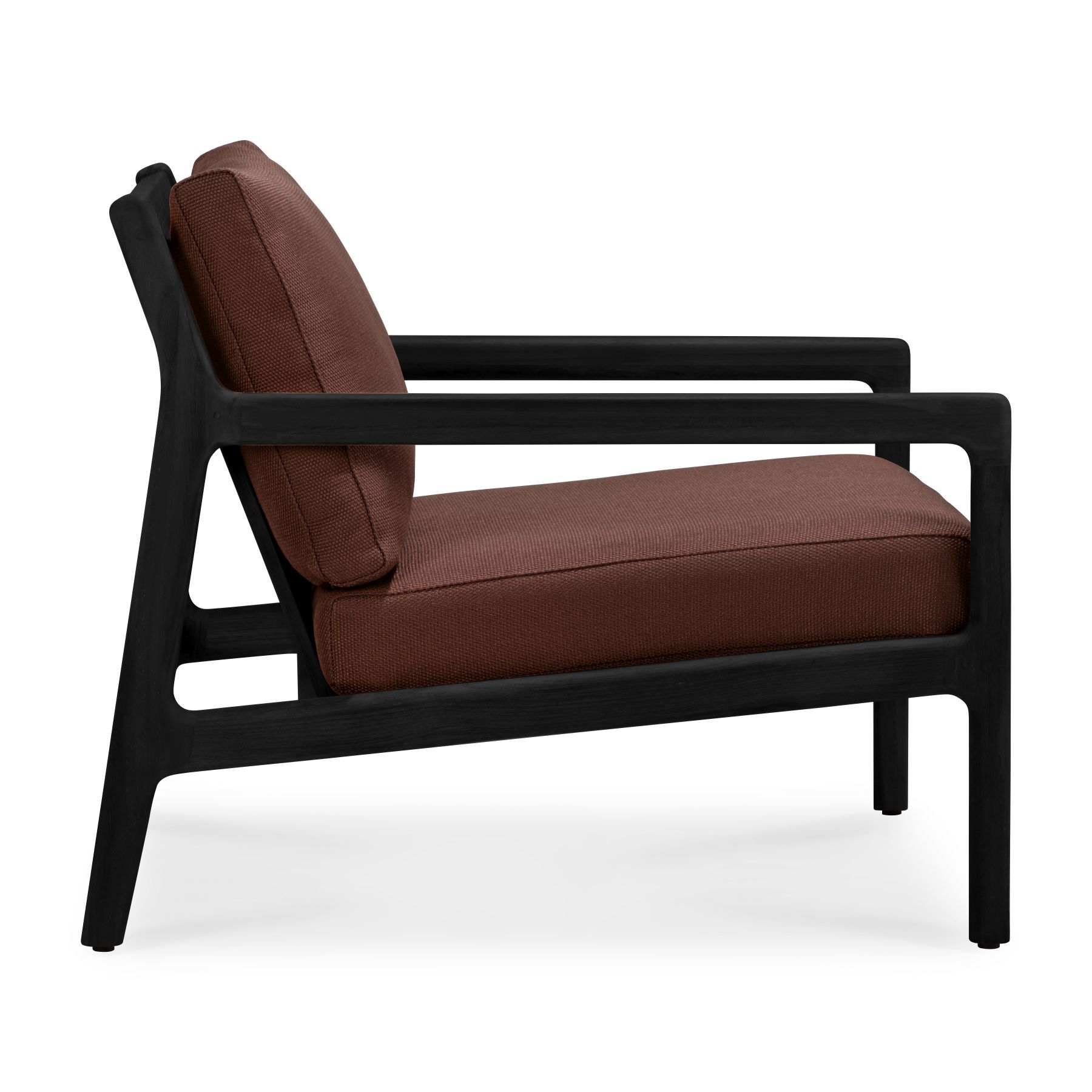 Fauteuil de jardin Jack Outdoor Lounge Chair en teck laqué noir et bordeaux Ethnicraft