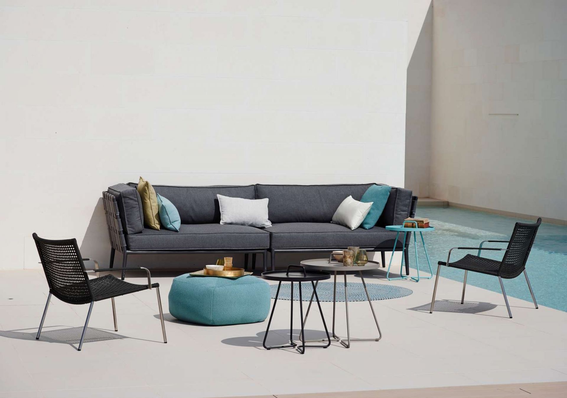 Conic Outdoor canapé modulable 2 places droite Cane-Line Gris clair