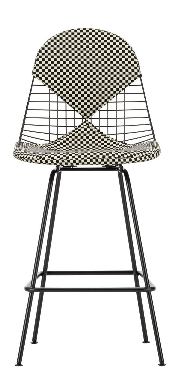 Eames Wire Bar Stool Tabouret de bar moyen avec assise et dossier rembourrés Vitra  