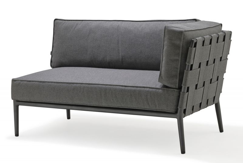 Conic Outdoor Canapé modulable 2 places gauche gris Cane-Line
