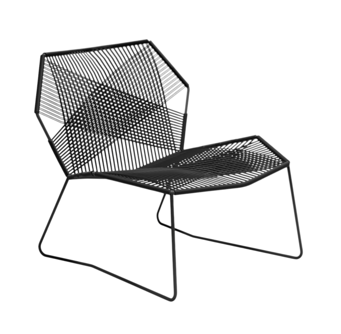 Schwarzer Tropicalia TR1 Armchair Outdoor Sessel von Moroso mit geometrischem Design und minimalistischem Metallgestell.