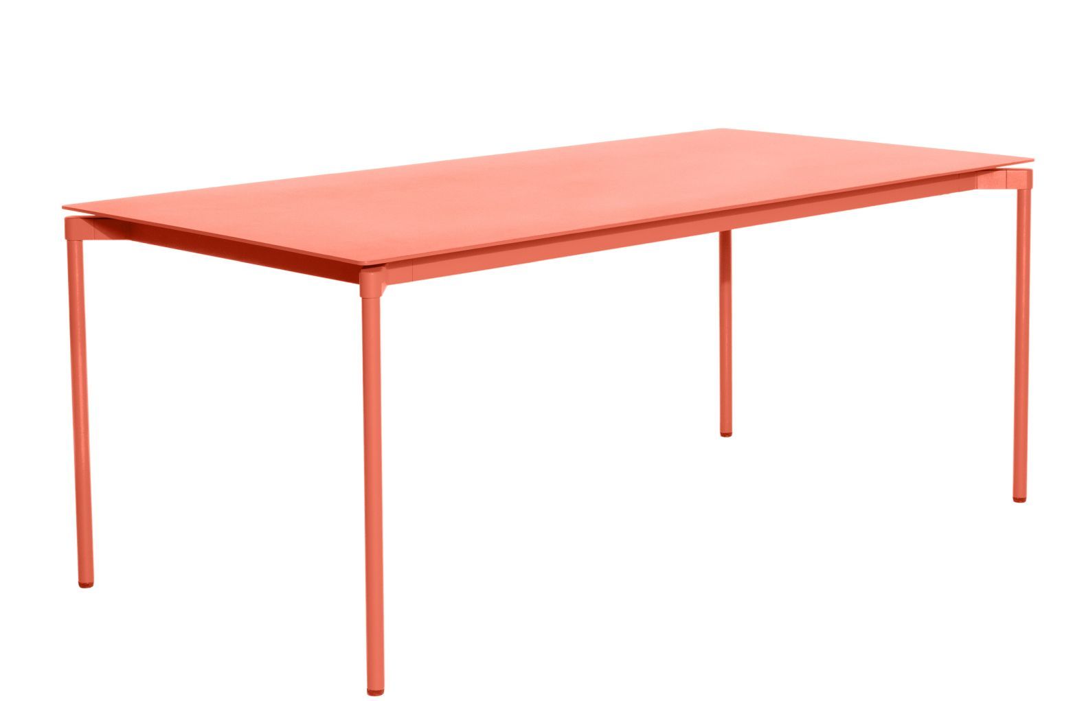 Korallenroter Fromme Esstisch rechteckig von Petite Friture, minimalistisches Design für Esszimmer und Küche.