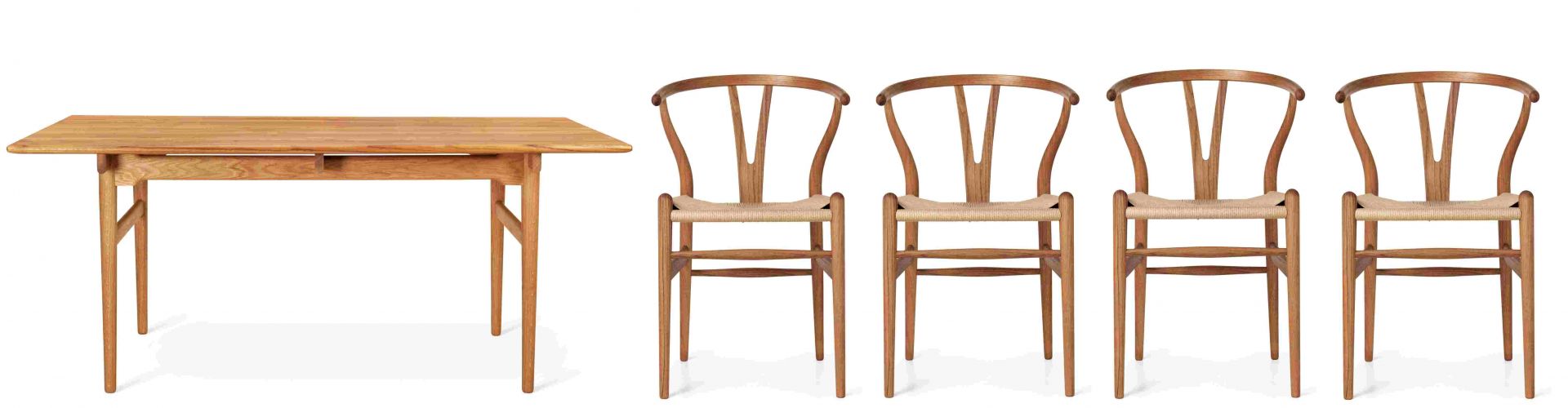 Set de table 1 CH327 L 190 cm + 4x CH24 Chair Teak Carl Hansen & Søn