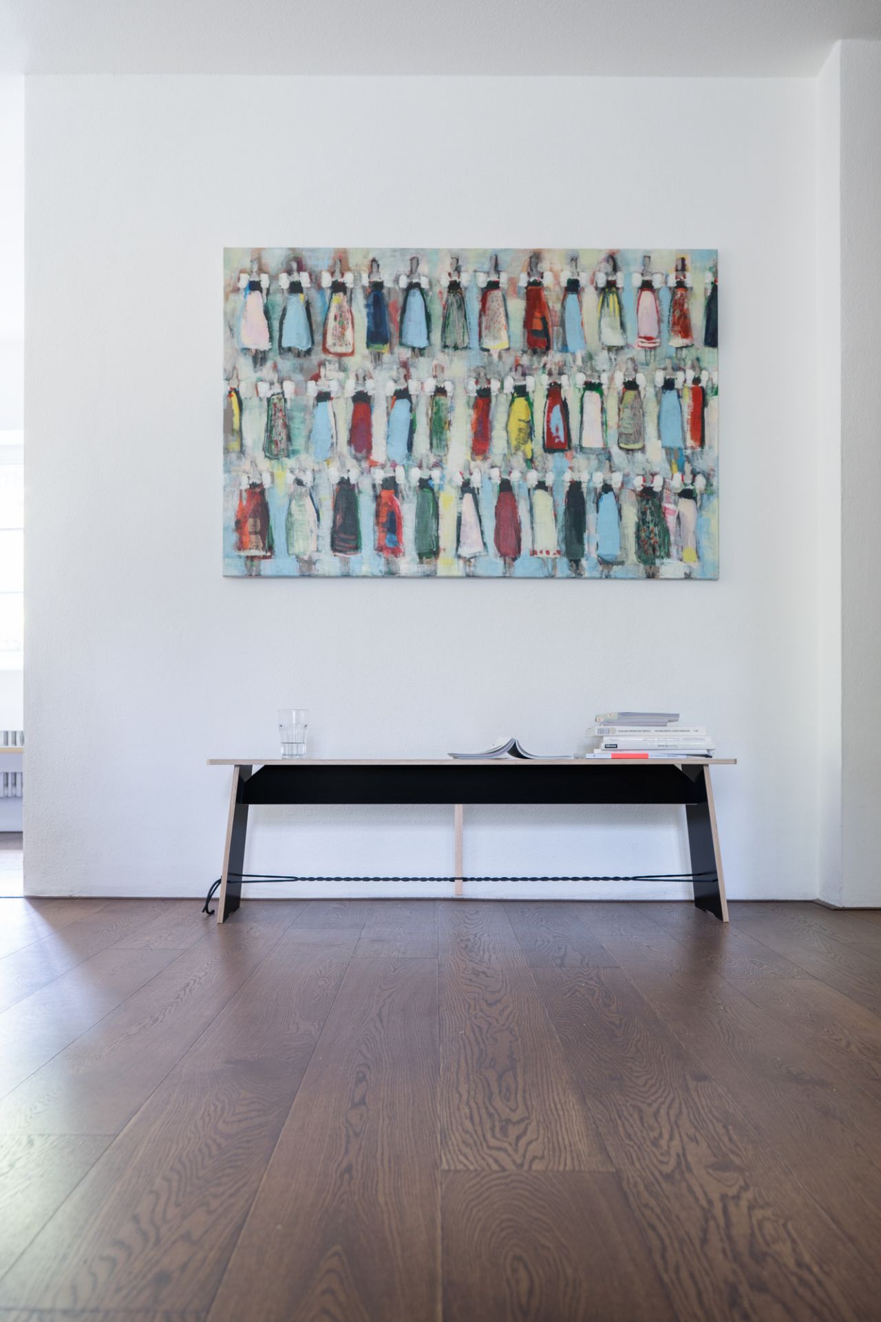 Langer Max banc 140 cm noir corde rouge Nils Holger Moormann