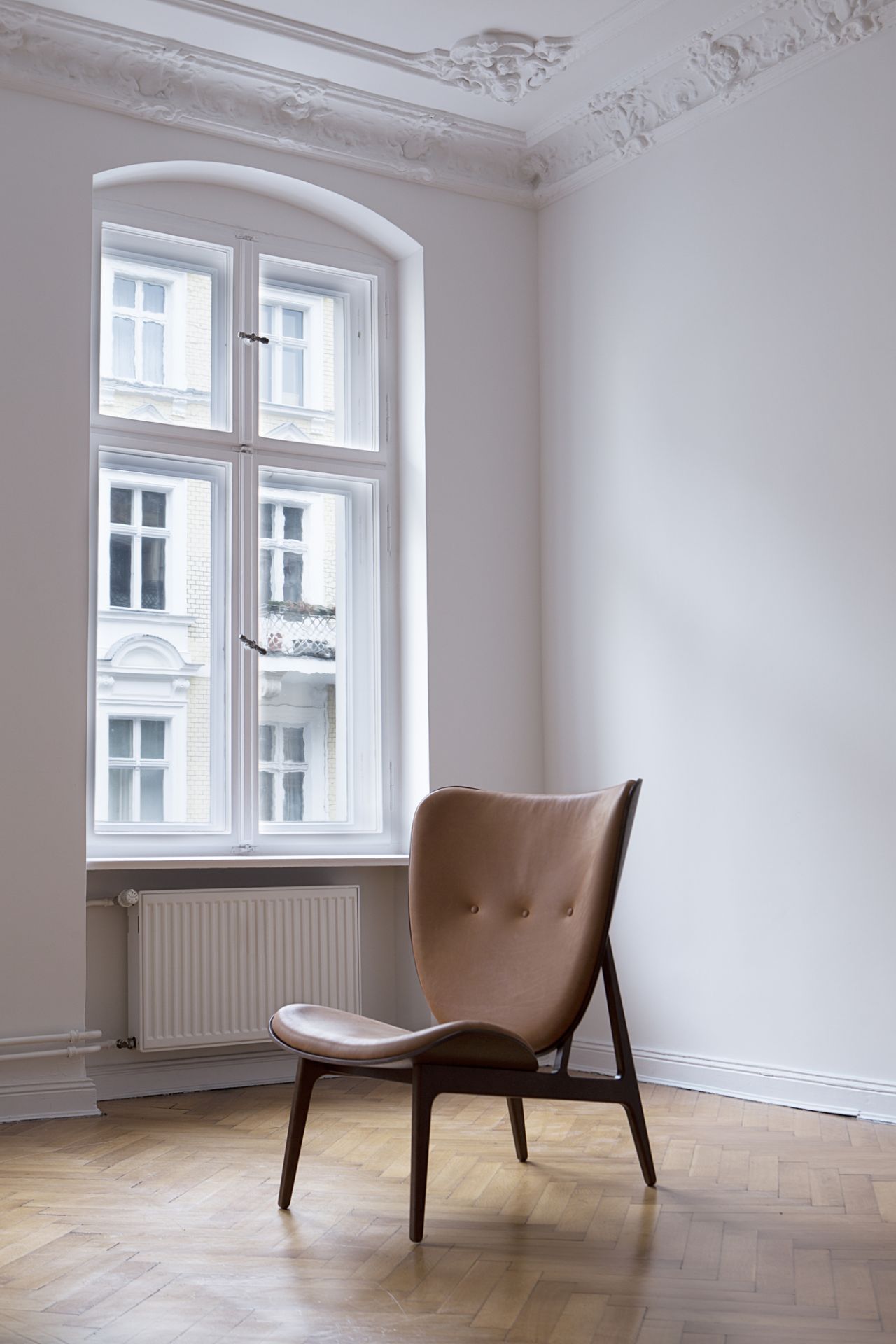 Fauteuil Elephant Lounge chêne naturel / cuir Dunes Camel