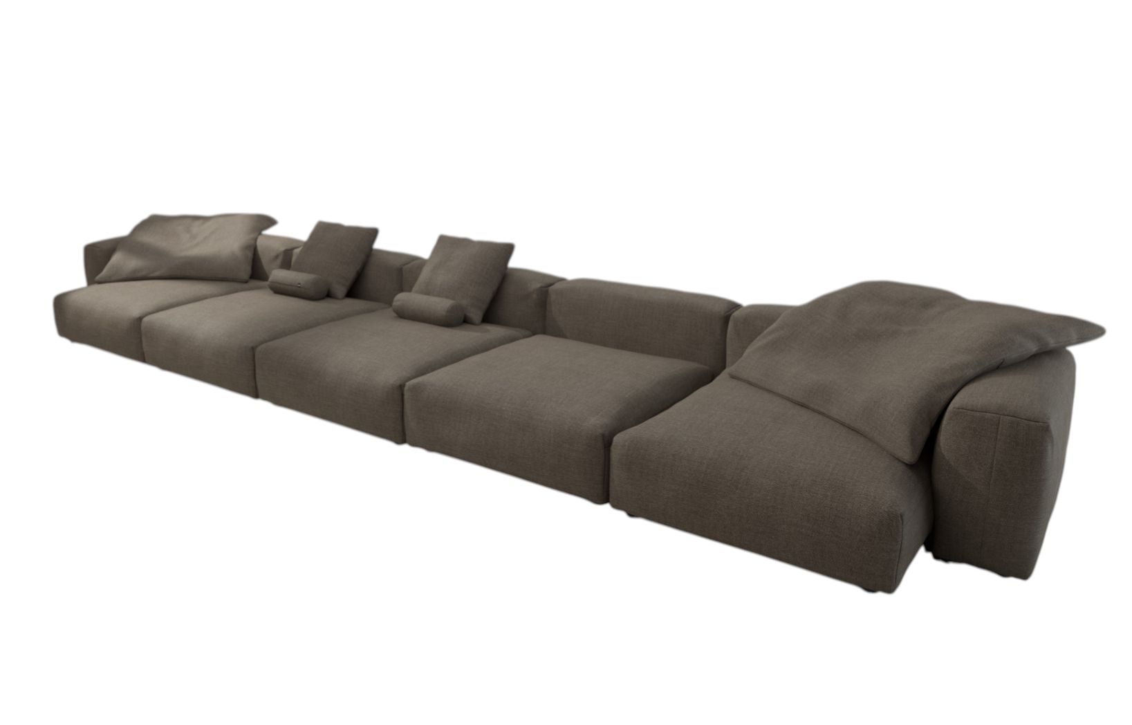 Vetsak Outdoor Sofa Set 06, ein modernes, modulares 6,5-Sitzer Lounge Sofa in Grau.