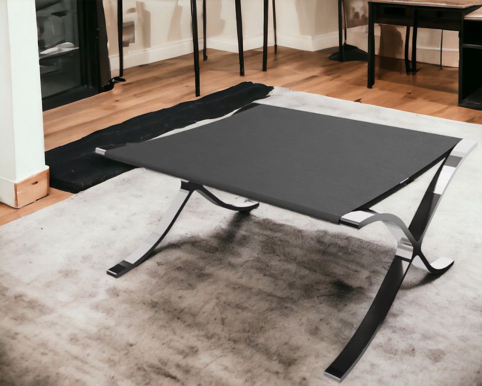 Tabouret Barcelona / Tabouret Relax en cuir de vache noir Knoll International 