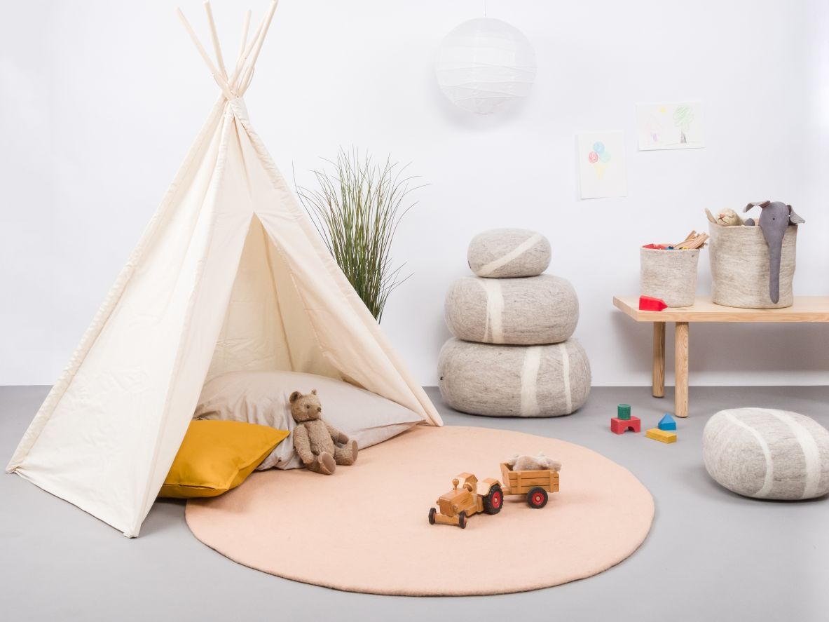 Mono Rond Tapis en feutre Ø 160 cm myfelt  Merle (rose)