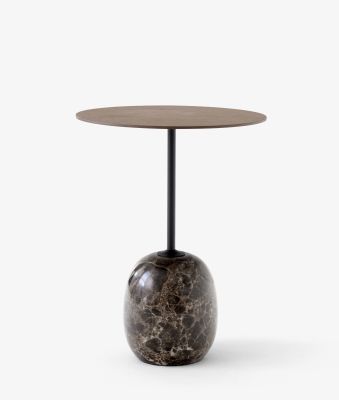 Lato LN8 / LN9 Table d'appoint avec plateau en bois AndTradition Noyer - Emparador de marbre