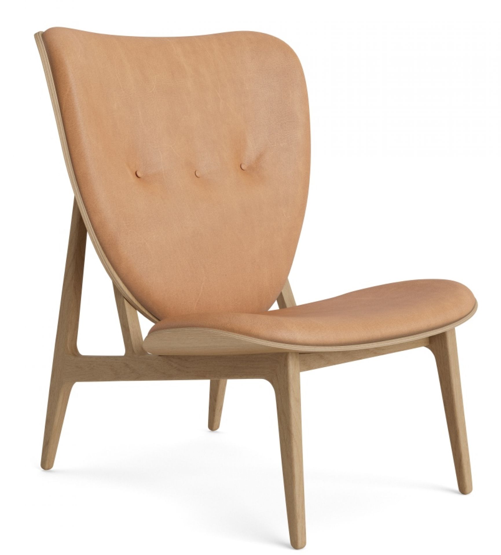 Fauteuil Elephant Lounge chêne naturel / cuir Dunes Camel