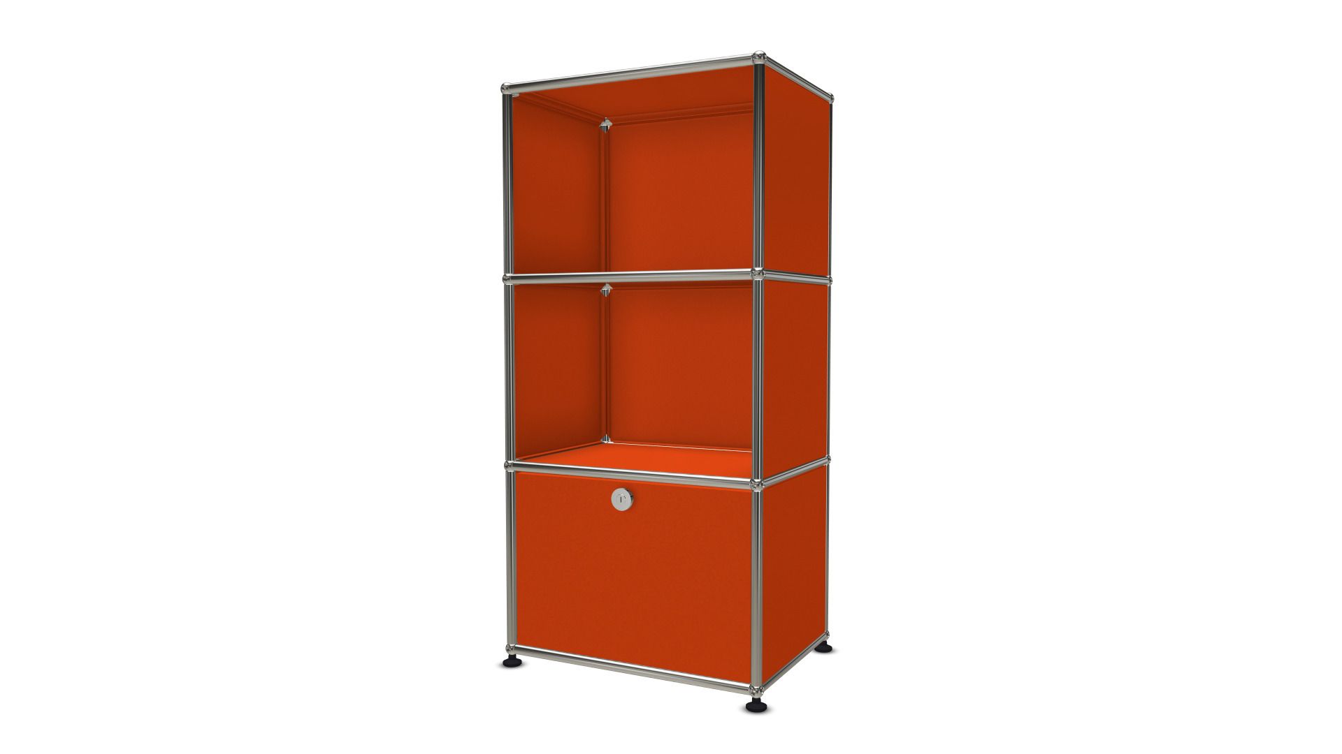 USM Haller Regal mit einer Ausziehtür orange