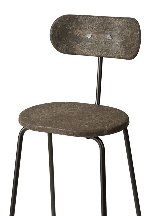  Earth Stool Tabouret de bar avec dossier Mater Waste foncé H 99 cm