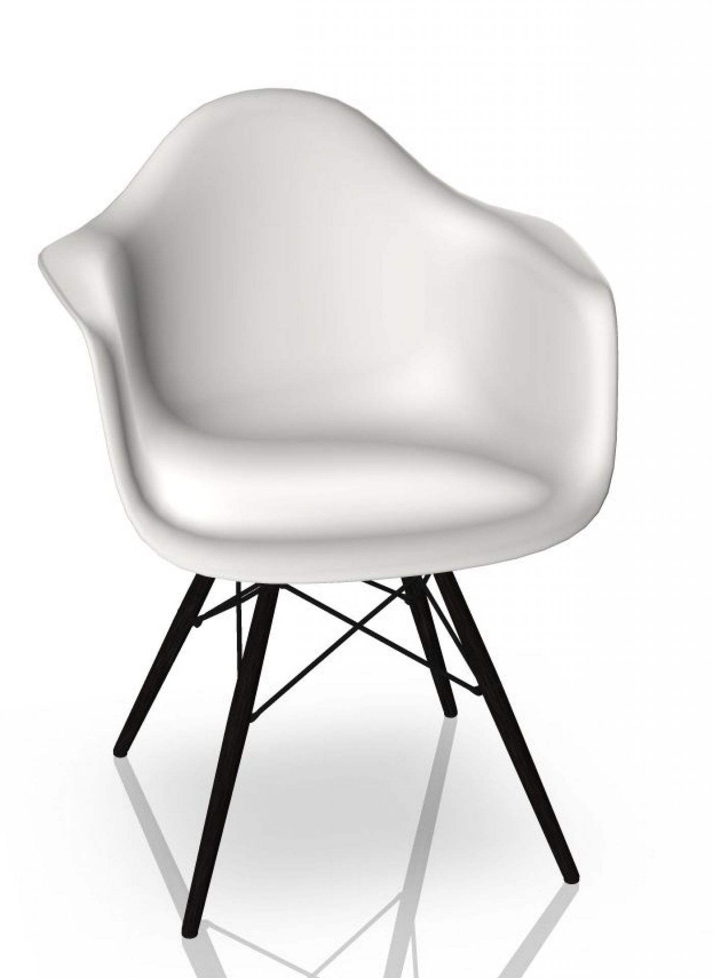 Eames Plastic Arm Chair DAW Chaise Vitra Noir d'érable - Blanc
