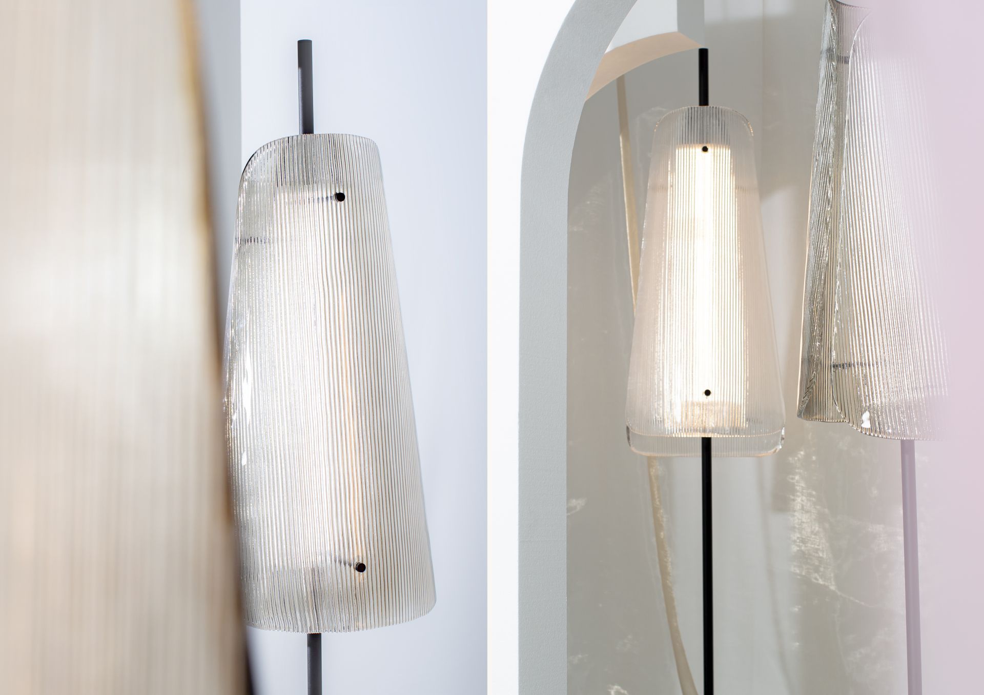 Bent Two Lampadaire transparent/ noir avec LED fixe 1600lm Pulpo