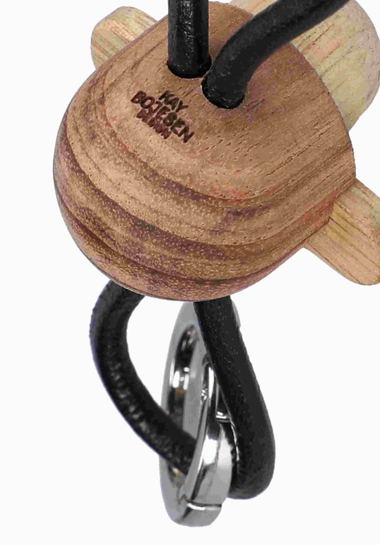 Singe porte-clés métal argenté avec cuir noir Kay Bojesen