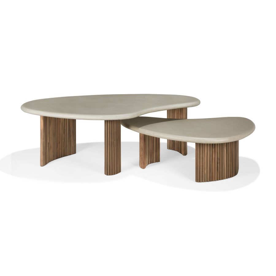 Boomerang Table basse d'extérieur béton/teck Ethnicraft