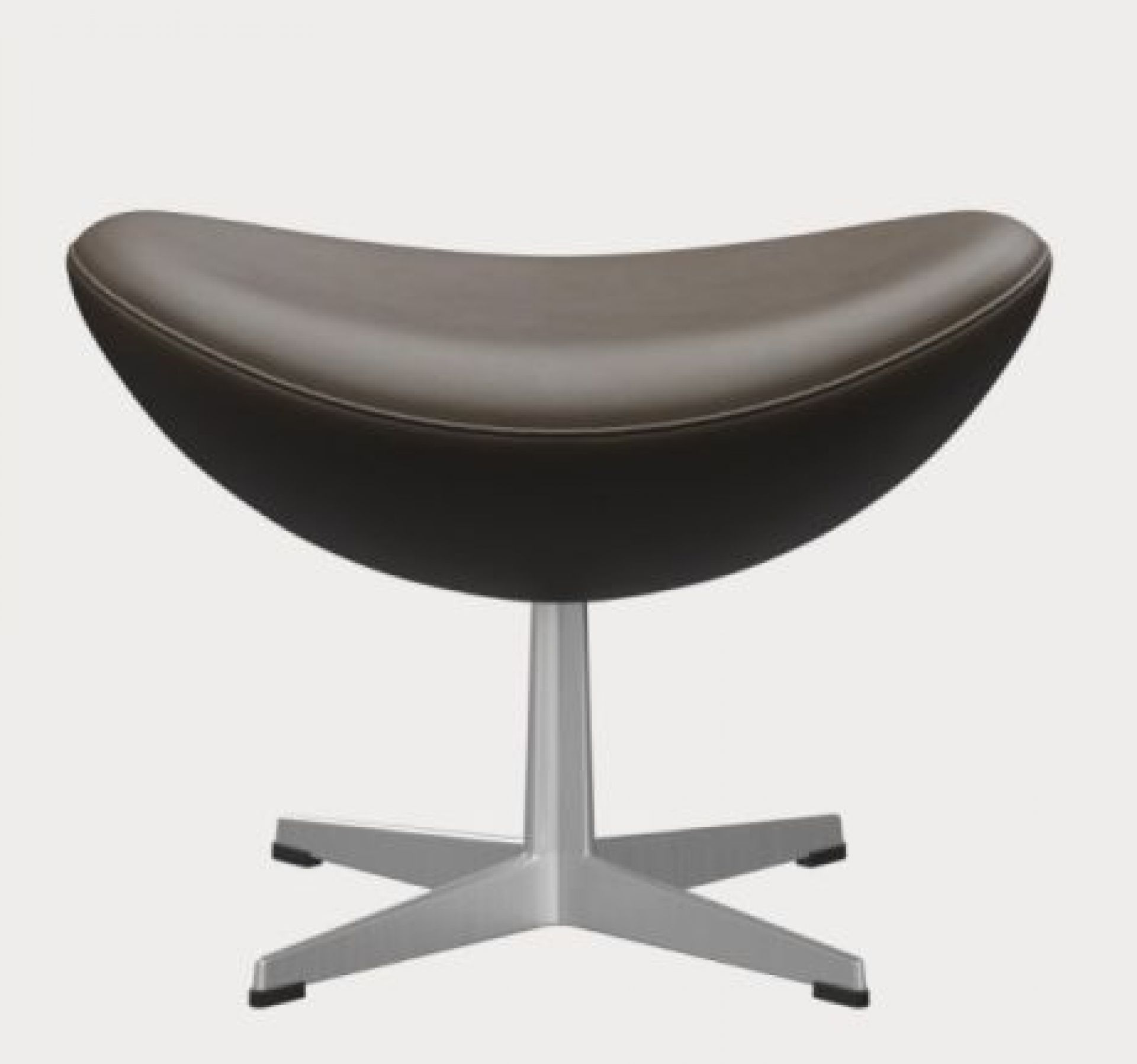 Egg Chair Hocker aus Leder in Stein von Fritz Hansen mit silbernem Fuß.