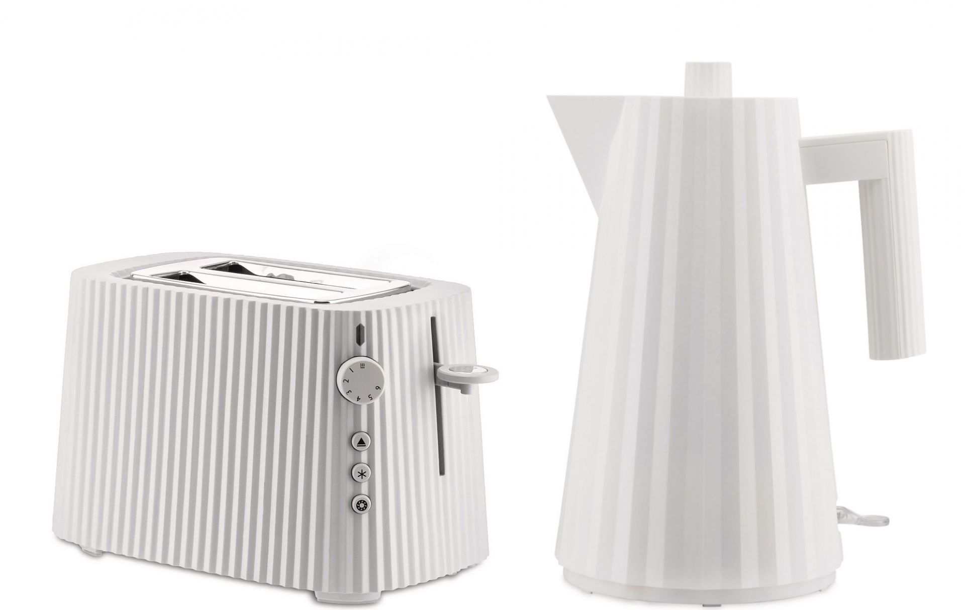 Plissé Bundle MDL06 Bouilloire 1,7l + Plissé MDL08 Grille-pain Set Alessi, blanc