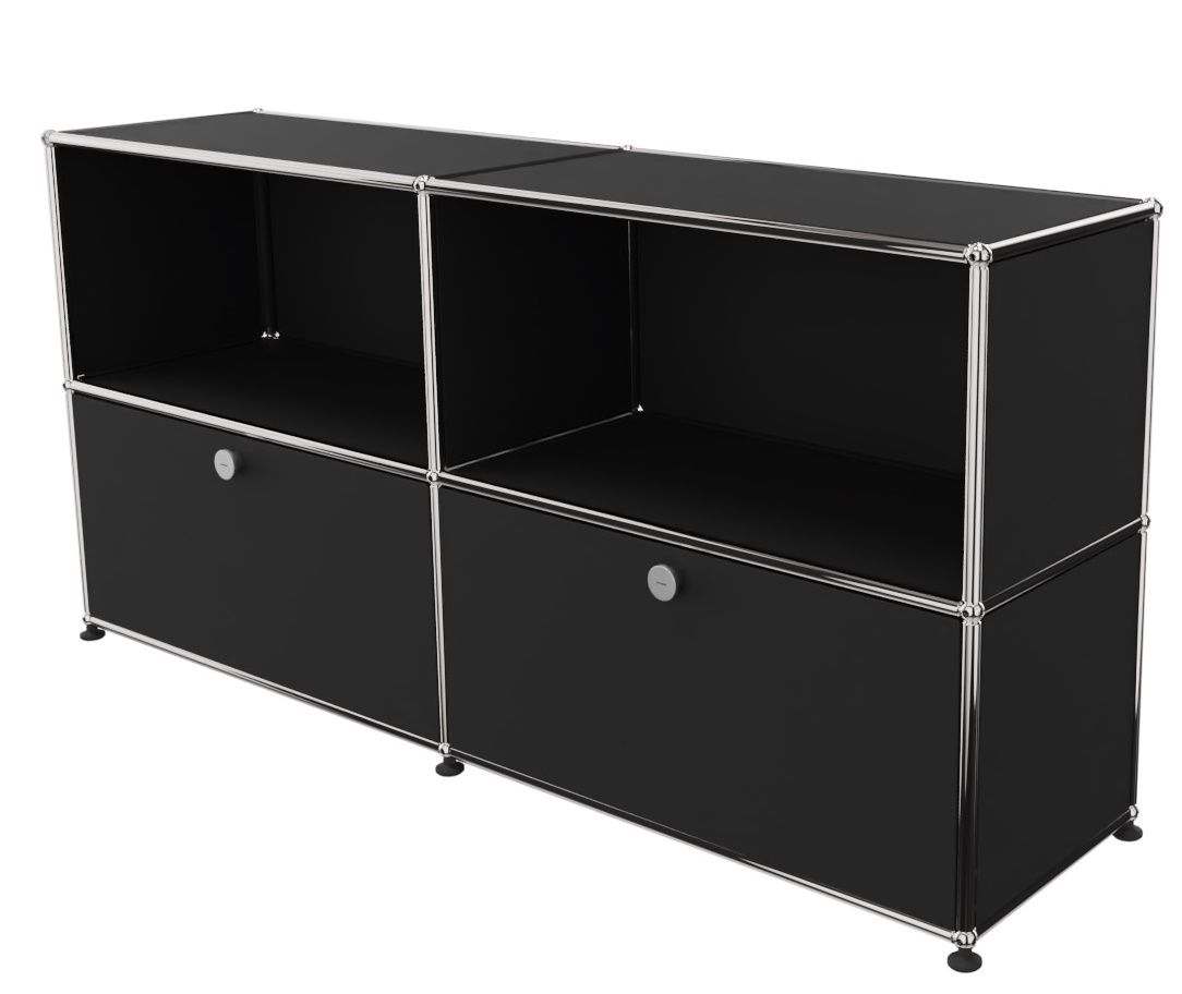 USM Haller Buffet 2 Ouverts / 2 Volets Noir graphite - FAST DELIVERY