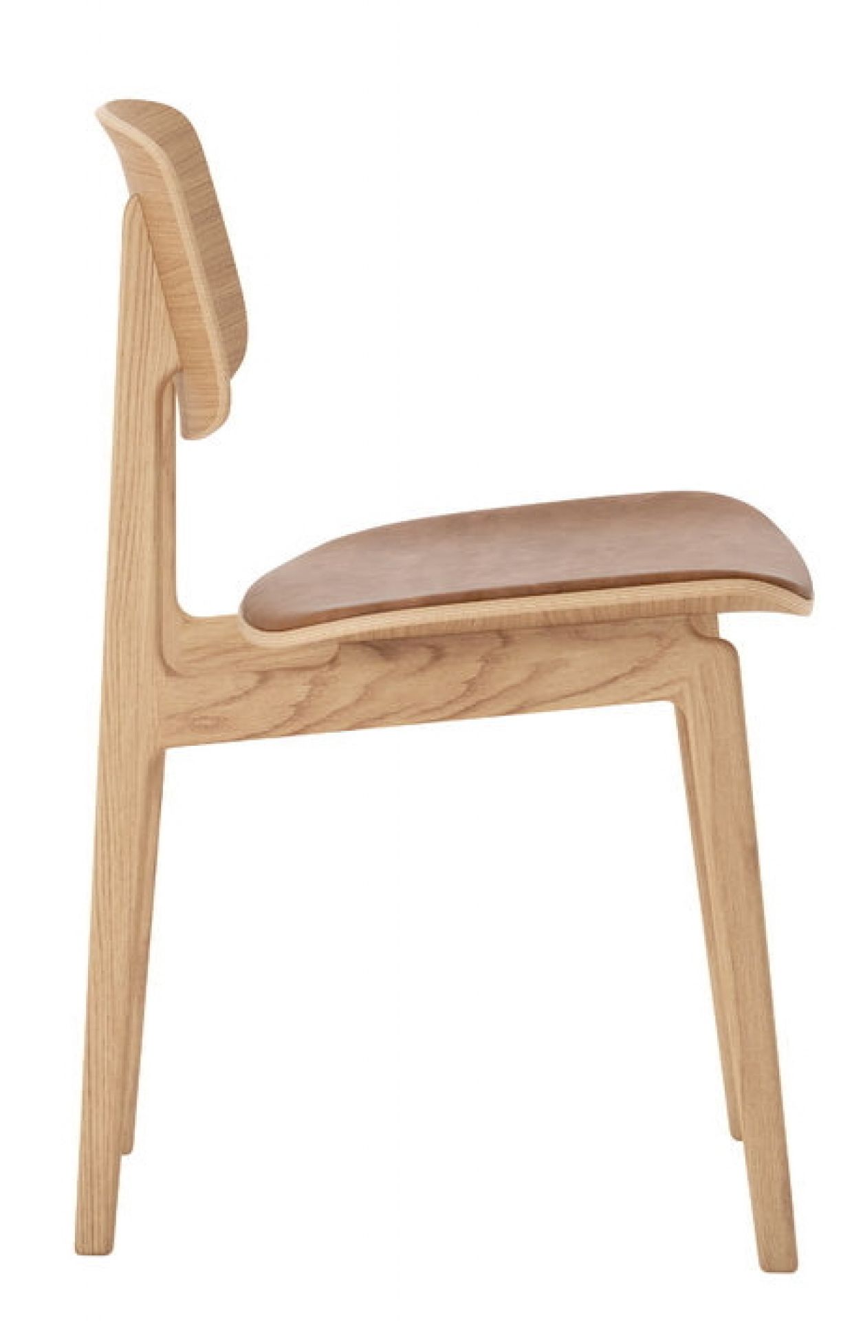 NY11 New York Dining Chair Chaise Rembouree Norr11 Chêne naturel Dunes Cuir Camel