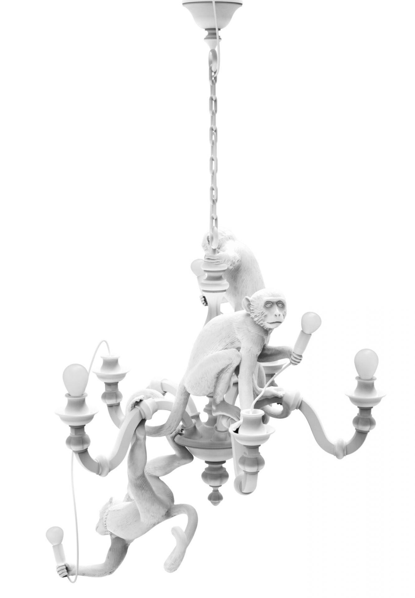 Monkey Chandelier Lampe de suspendue Seletti Blanc