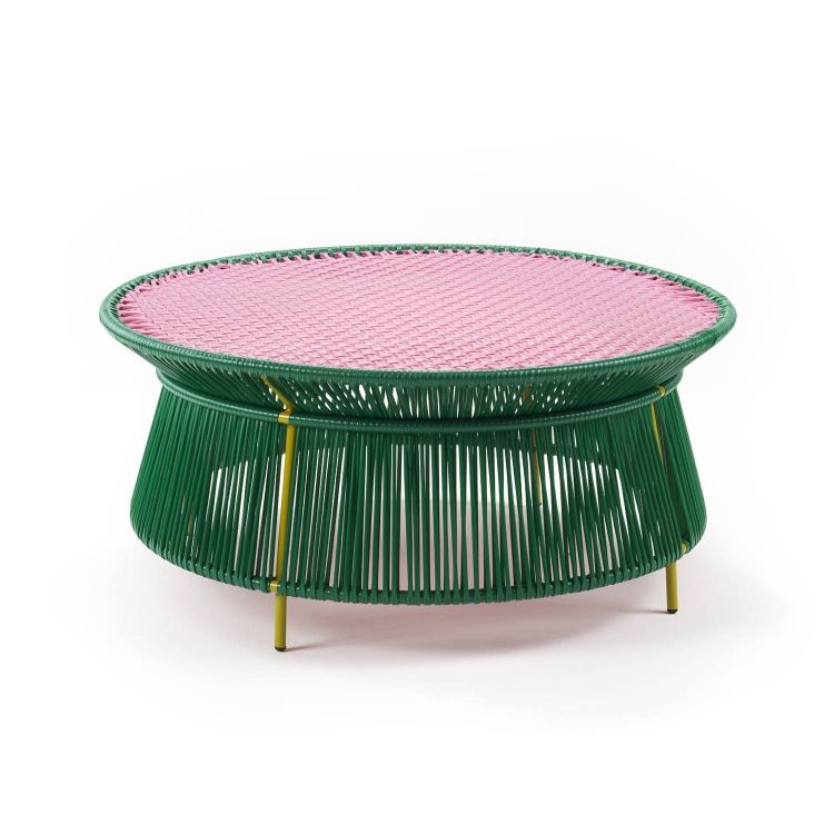 Caribe Low Side Table Table d'appoint basse Outdoor ames Vert émeraude / Rose chewing-gum / Jaune curry