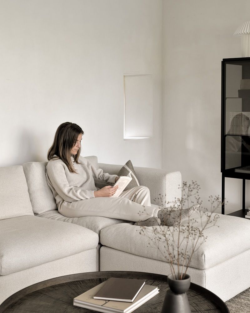 Mellow Tabouret rembourré Off White Eco Tissu Ethnicraft
