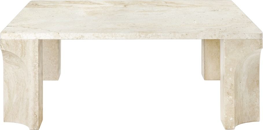 Doric Table basse carrée Travertin blanc Gubi