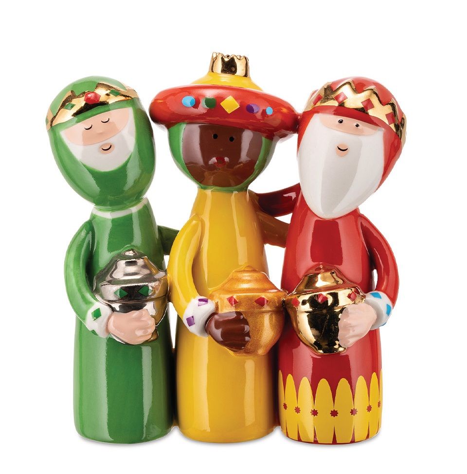 AGJ01 4 Uno, Due, Tre Re Magi figure en porcelaine Rois Alessi