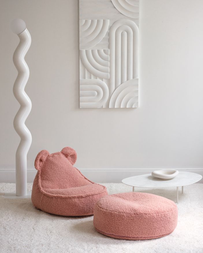 Teddy pouf pour enfant tissu en peluche goyave Wigiwama