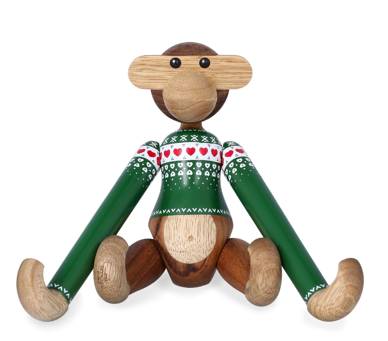 Figurine en bois de singe vert pull de Noël Kay Bojesen 