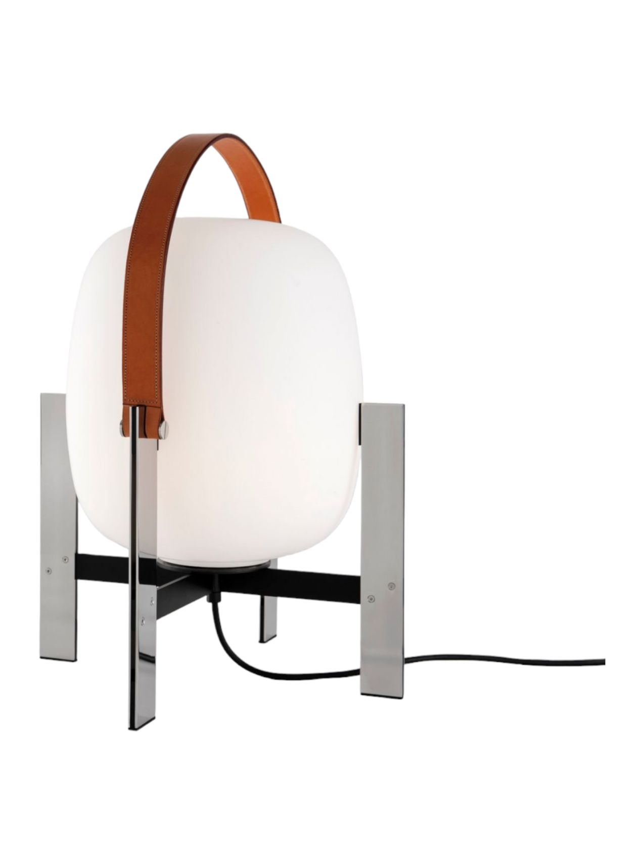 Cesta Metálica lampe de table avec poignée en cuir Santa & Cole