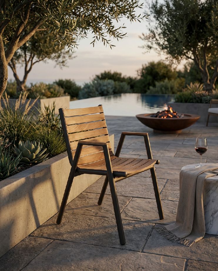 Pilotis fauteuil avec accoudoirs teck extérieur Fermob