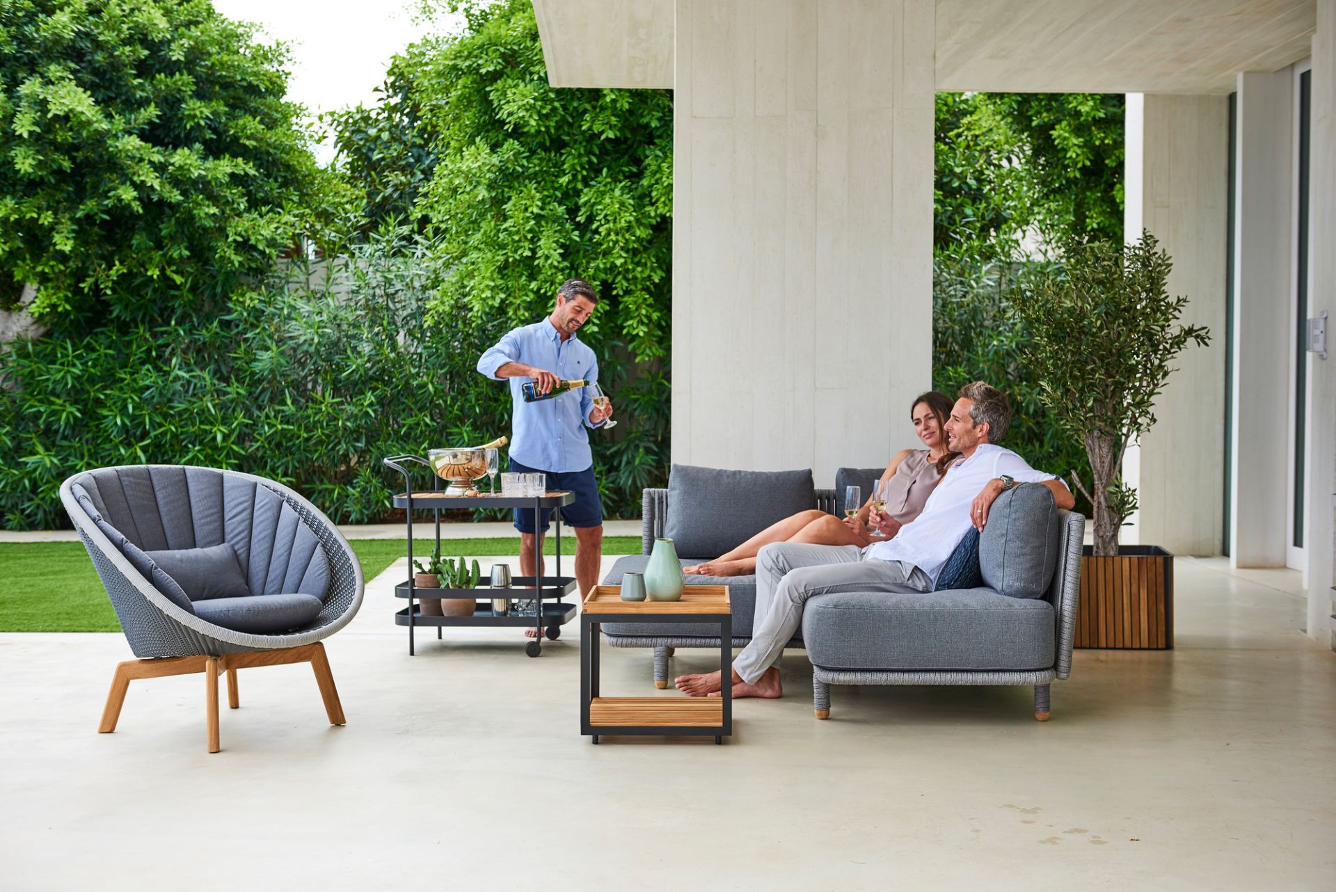 Peacock Outdoor Chaise longue Fibre Cane-Line gris