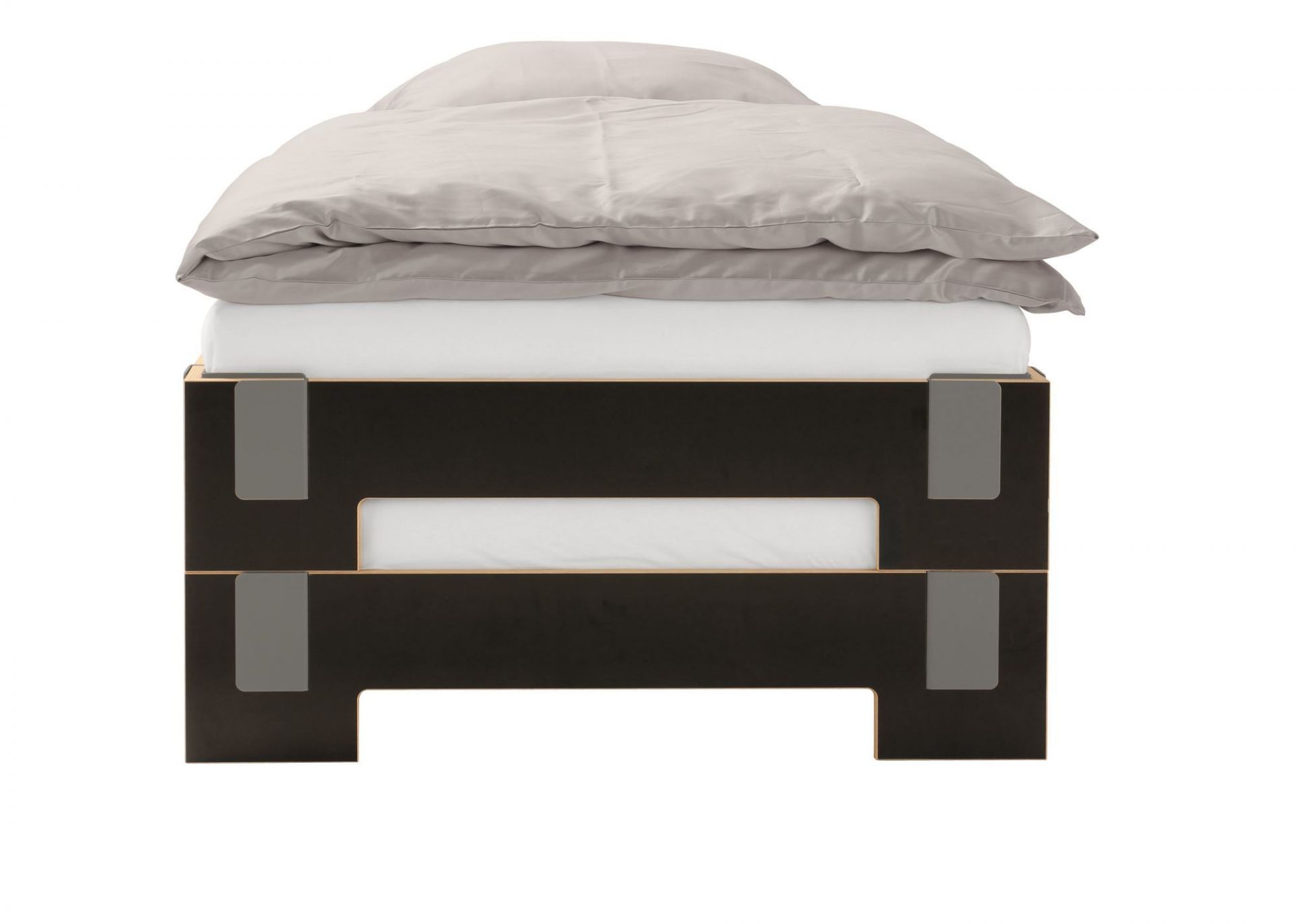Stapelbett in Schwarz, 90x200 cm, modernes Design von Nils Holger Moormann.